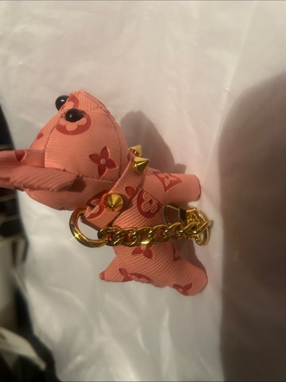 Pink Designer-Inspired Dog Keychain Charm